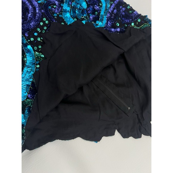 Laurence Kazar Vintage Beaded Multicolor Purple Long Sleeve Silk Top Festival - Picture 7 of 12